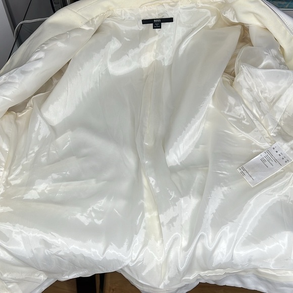 Hugo Boss US Sz 10 Cream Velvet with Satin Trim Snap Front Blazer - Picture 10 of 12